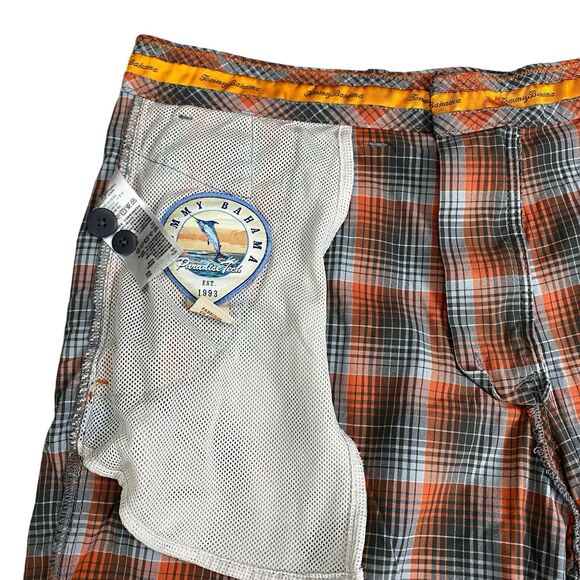 Tommy Bahama Paradise Tech Men's Shorts Size 34 Nylon Orange White Gray Fishing - Picture 15 of 16